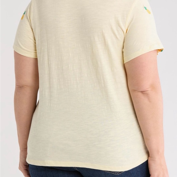 Lucky Brand Pineapple Embroidered Cotton T-Shirt 3X - Picture 2 of 4